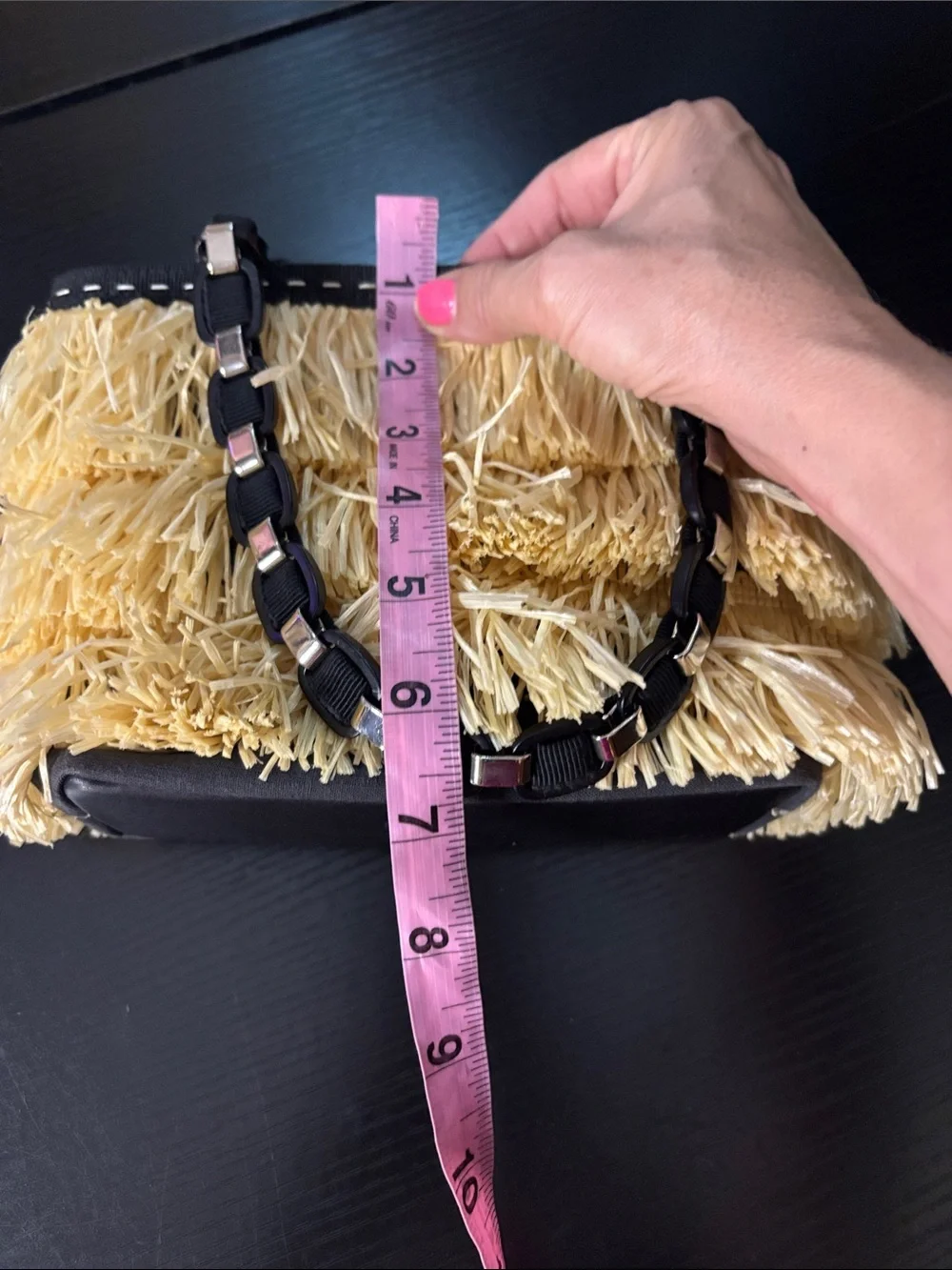 Salvatore Ferragamo Vara straw fringe bag